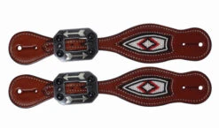 Professional's Choice Beaded Spur Straps -Weaver Leather Store beaded spur strap white red 3P9402 prof choice 25988.1581021688