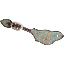 Desert Flower Rancher Spur Strap -Weaver Leather Store desert flower spur strap turquoise SSRDFTPW martin 92950.1674004462