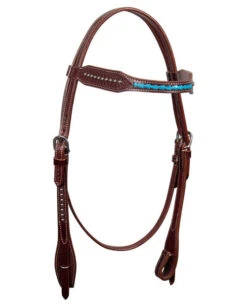 BLR Dots & Turquoise Rawhide Brow Headstall