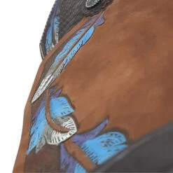 Alamo Saddlery Feather Barrel Saddle 12 Alamo Saddlery Feather Barrel Saddle -Weaver Leather Store feather barrel brown blue detail2 FEATHER alamo 19811.1650659571
