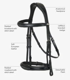 LeMieux Kudos Competition Bridle -Weaver Leather Store kudos competition bridle black features IT02645007 lemieux 53354.1689278101