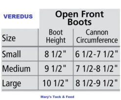 Veredus TR PRO Open Front Boots -Weaver Leather Store size chart front boot chart veredus 97653.1603577380