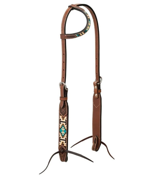 Turquoise Cross Aztec One Ear Headstall 3 Turquoise Cross Aztec One Ear Headstall