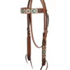 Turquoise Cross Aztec Brow Headstall -Weaver Leather Store tc aztec brow hs light oil 45007 01 00 weaver 32261.1668132173