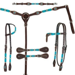 Circle Y Turquoise Round Up Futurity Brow Headstall -Weaver Leather Store turquoise round up tack set collection 1025 circle y 87009.1686171150