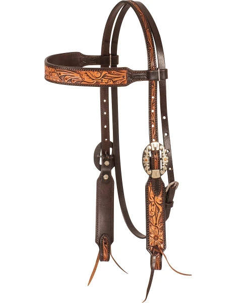 Cashel Two-Tone Floral Brow Headstall 3 Cashel Two-Tone Floral Brow Headstall